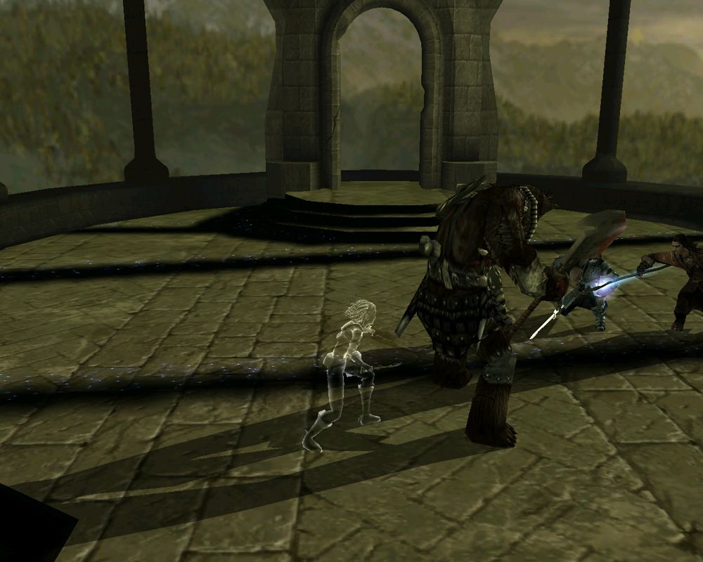 Forgotten Realms: Demon Stone (Windows) screenshot: Lining up for a stealth kill against the bugbear chieftain