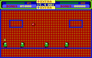 Helter Skelter (DOS) screenshot: Gameplay on the first level (EGA)
