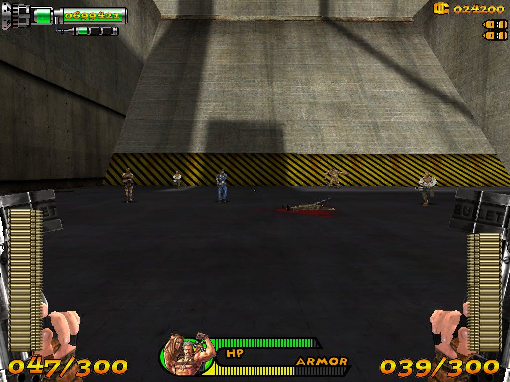 Nitro Family (Windows) screenshot: Fighting baddies in the Campo West level
