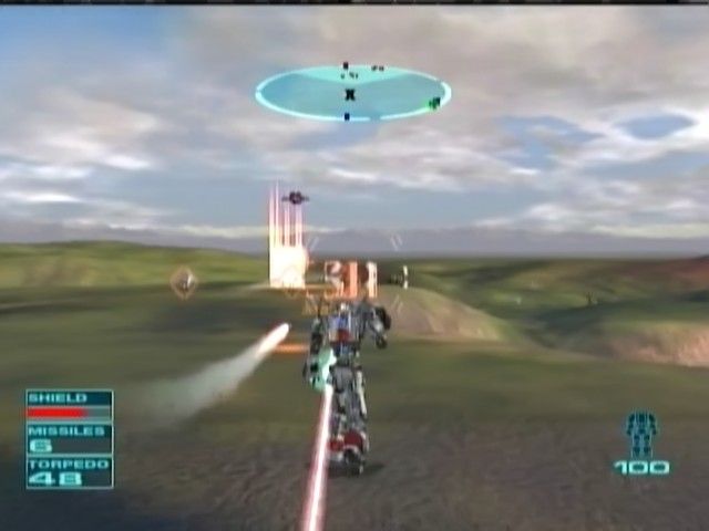 Gun Metal (Xbox) screenshot: Using the torpedos which hug the ground when fired.