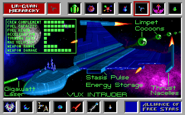 Star Control (DOS) screenshot: Each ship has its own ingame data file (MCGA/VGA)