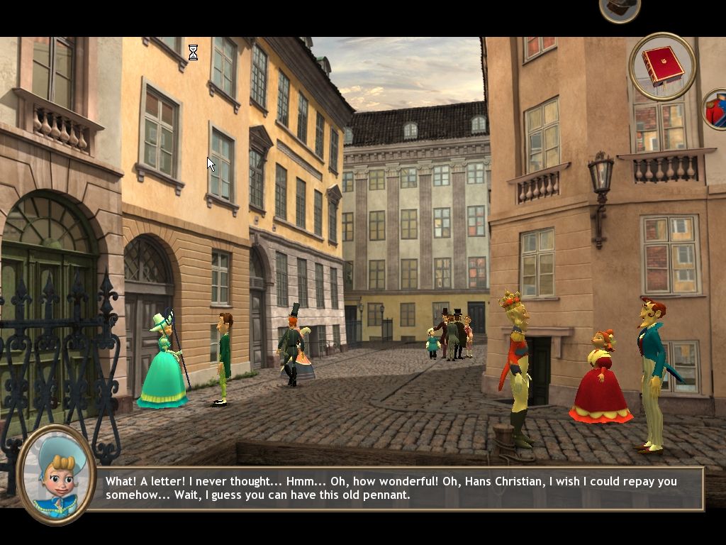 The Ugly Prince Duckling (Windows) screenshot: Talking to a shepherdess on a busy city street