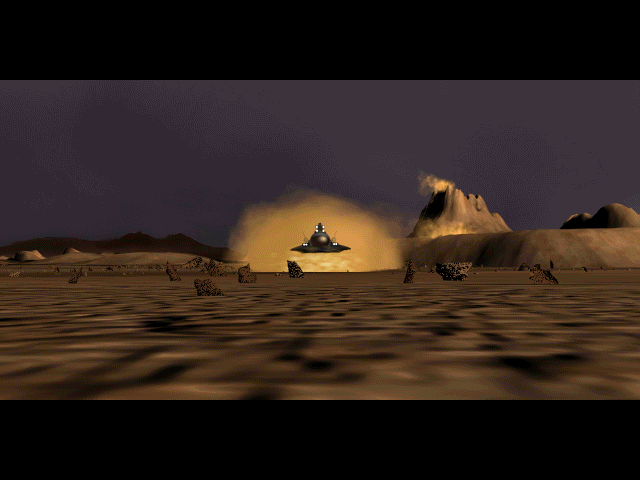 Cydonia: Mars - The First Manned Mission (Windows) screenshot: Hovercraft on surface Mars