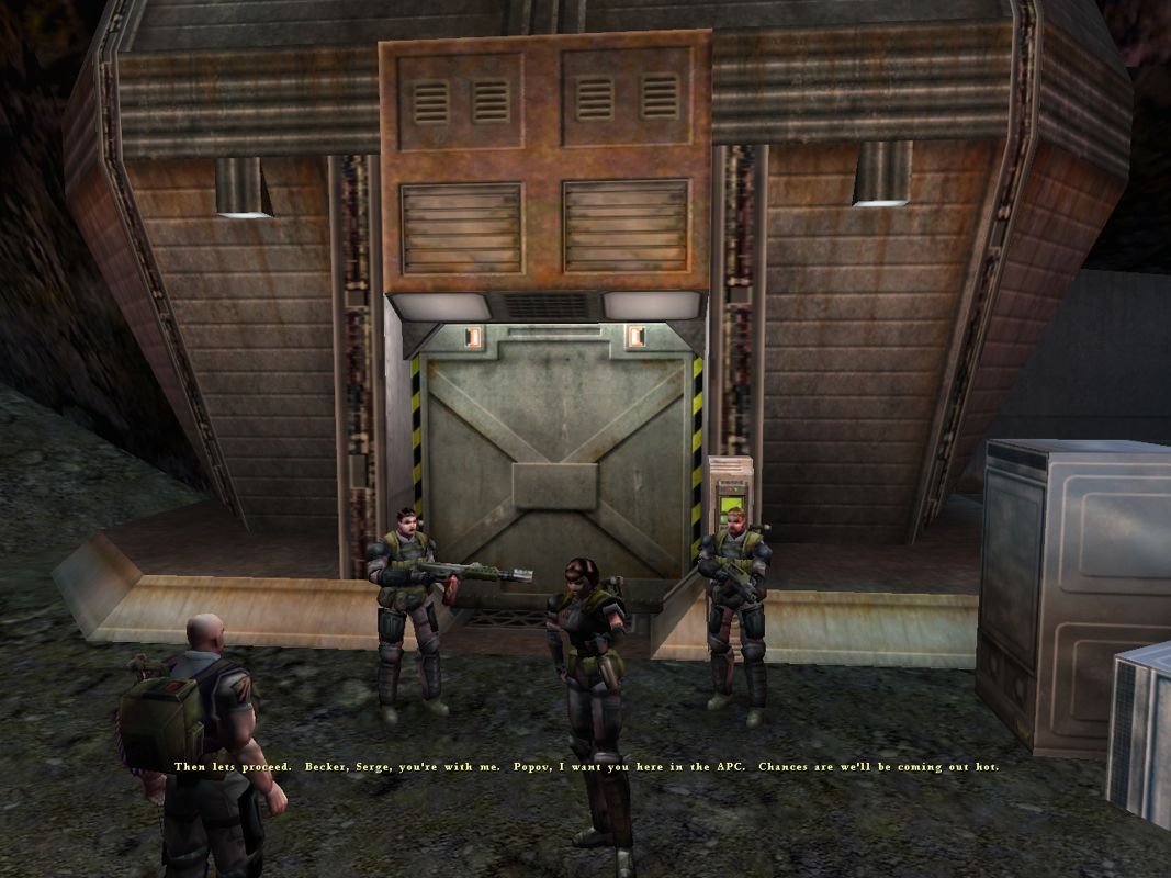Aliens Versus Predator 2: Primal Hunt (Windows) screenshot: Dunya and team head in to retrieve the artifact.