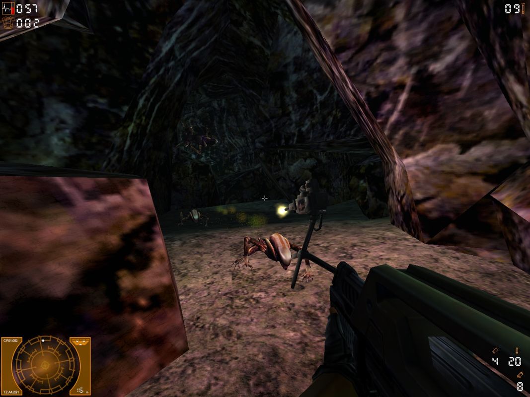 Aliens Versus Predator 2: Primal Hunt (Windows) screenshot: Deploy the sentry turret and let it do its thing.