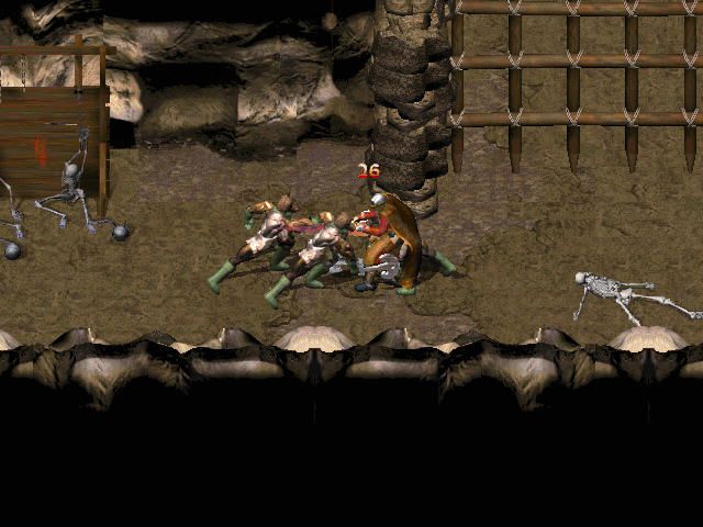 Corum III: Chaotic Magic (Windows) screenshot: This seemingly optional cave serves as a reunion for all the monsters in the game. Our Zipy isn't much for melee and he is quickly overpowered