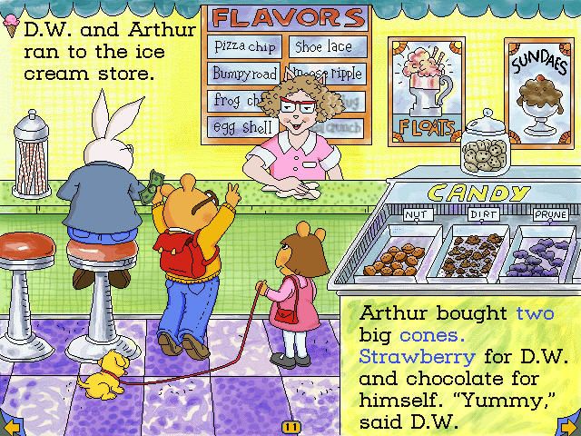 Arthur's Reading Race (Windows) screenshot: Arthur getting Ice Cream for them both