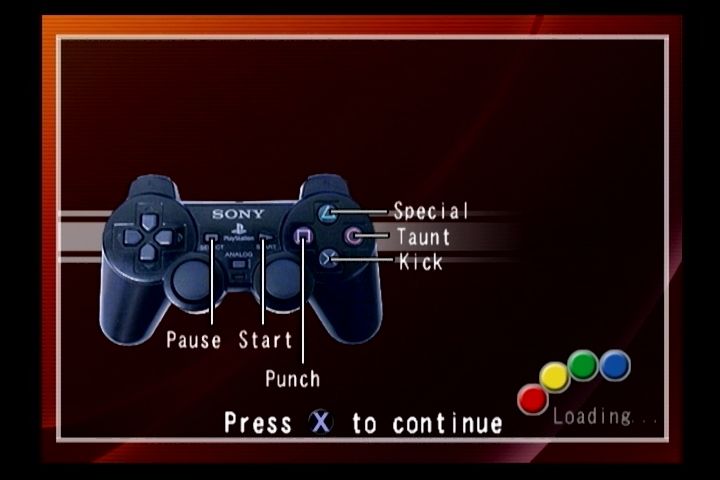 SNK Arcade Classics Vol. 1 (PlayStation 2) screenshot: The game tells you the button layout while it's loading. Handy!