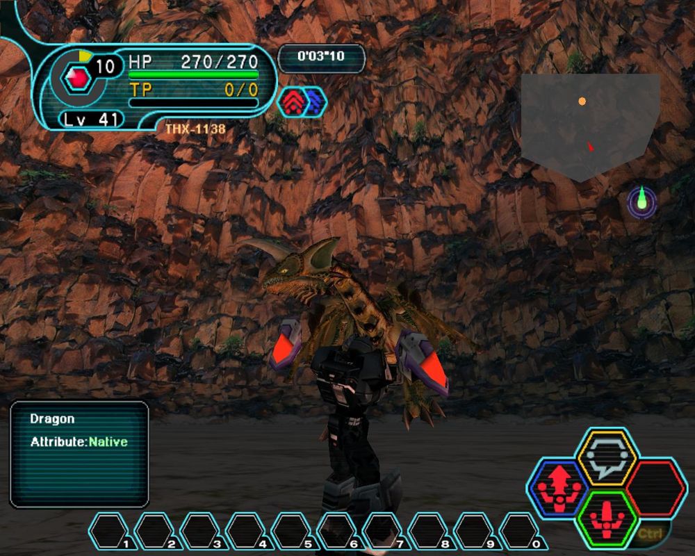 Phantasy Star Online: Blue Burst (Windows) screenshot: In typical JRPG fashion the first boss is a dragon.