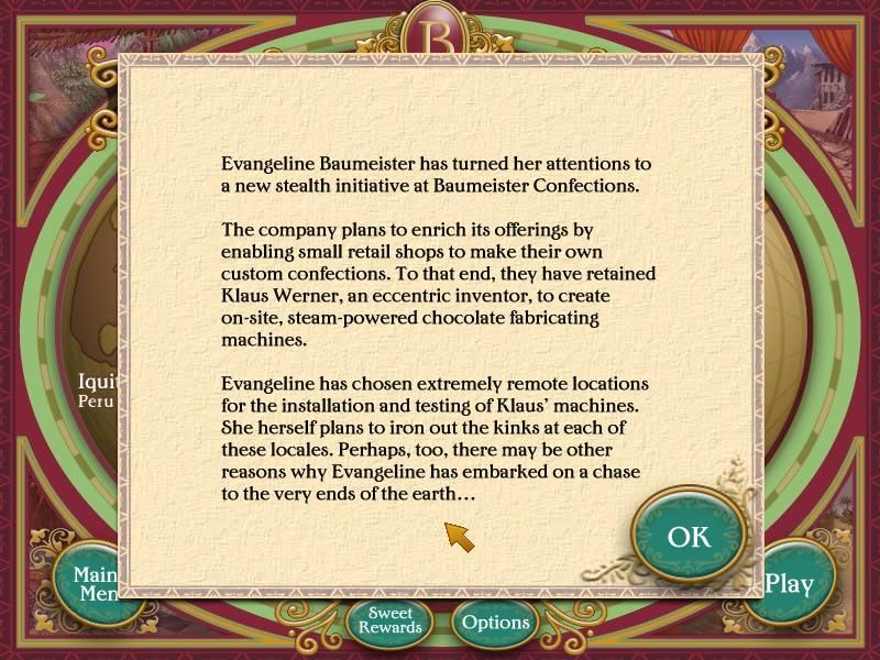 The Great Chocolate Chase: A Chocolatier Twist (Windows) screenshot: Opening story