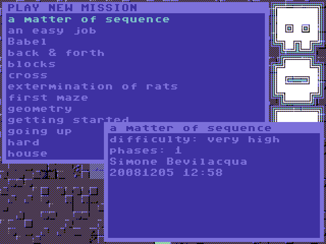 BOH (Windows) screenshot: missions menu (theme "C64")
