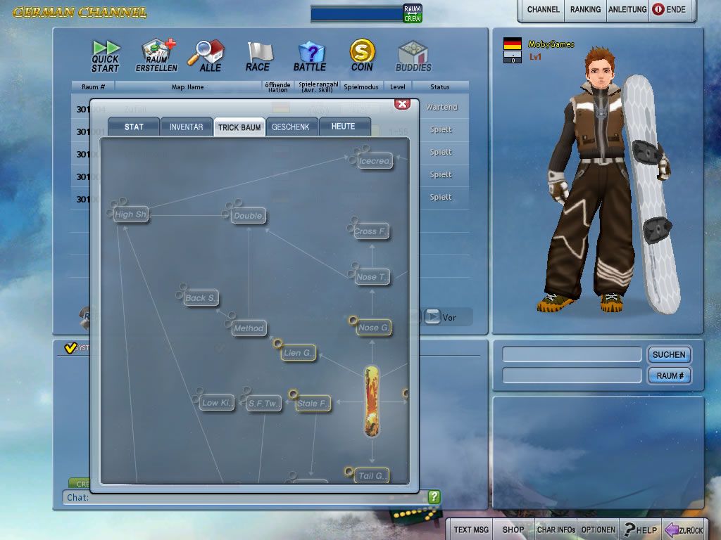 Snowbound Online (Windows) screenshot: The skill tree