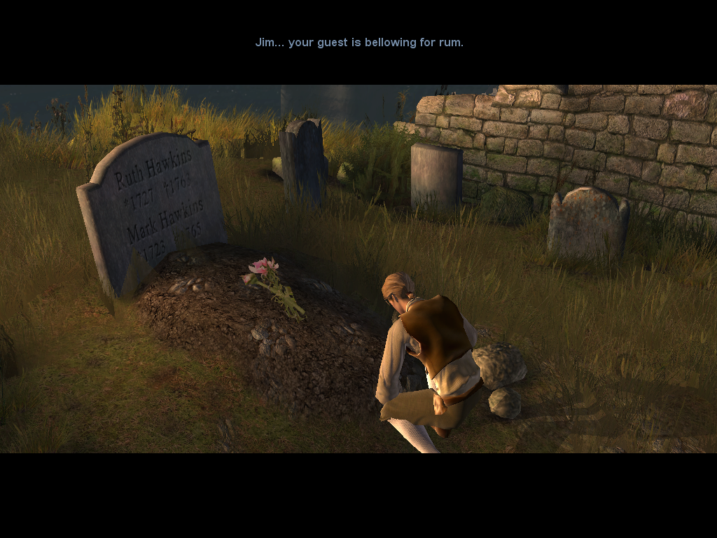 Treasure Island (Windows) screenshot: Intro - Jim Hawkins visiting his mother's grave