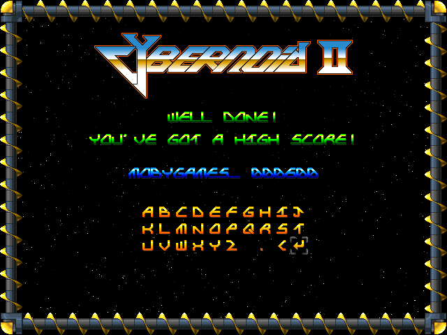 Cybernoid II (Windows) screenshot: High-score entry