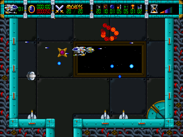 Cybernoid II (Windows) screenshot: Enemy rockets