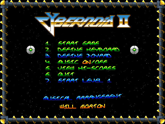 Cybernoid II (Windows) screenshot: Main menu