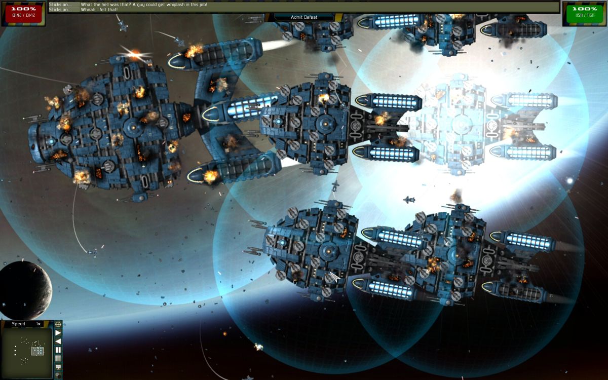 Gratuitous Space Battles (Windows) screenshot: Federation fleet under attack