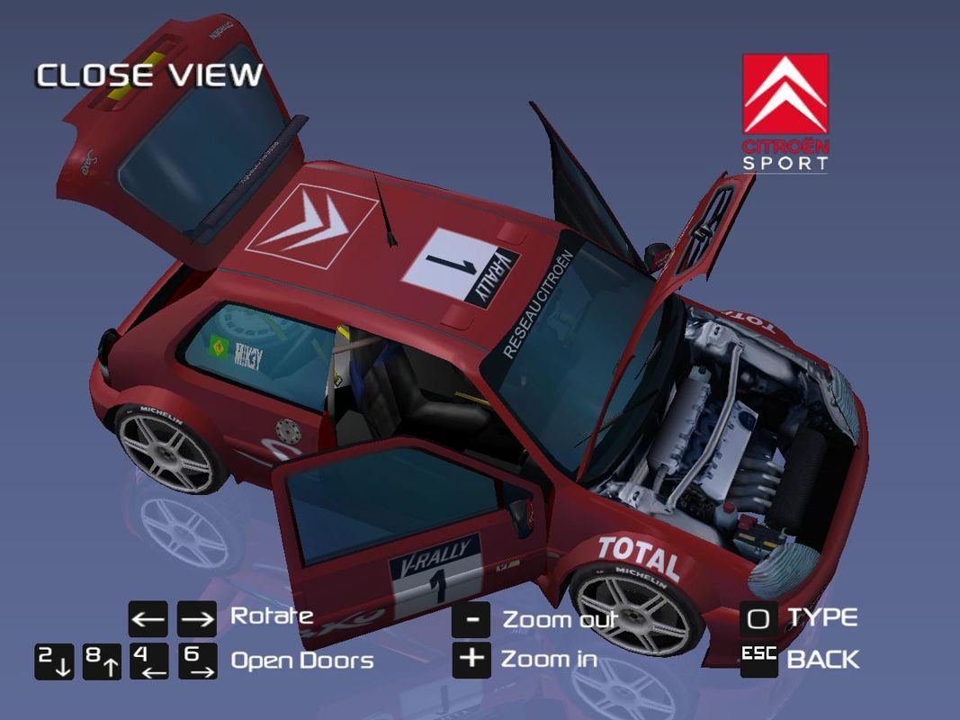 V-Rally 3 (Windows) screenshot: nice. you can open all doors.