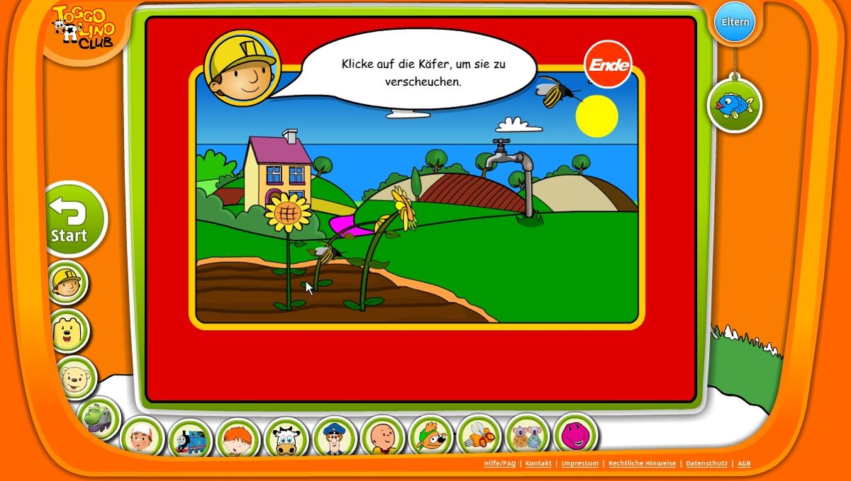 Toggolino Club (Browser) screenshot: Bob the Builder: Bob is growing plants and needs our help.