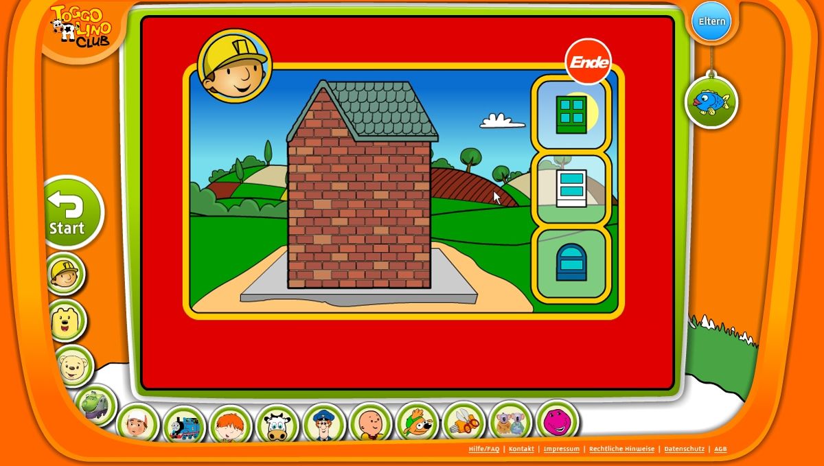 Toggolino Club (Browser) screenshot: Bob the Builder: build your own house from different parts.