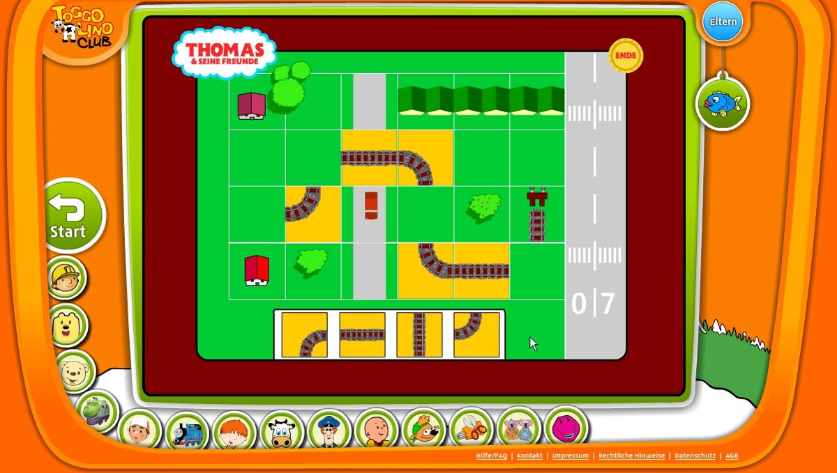 Toggolino Club (Browser) screenshot: Thomas and Friends: huh, a pipeline game without pipelines?