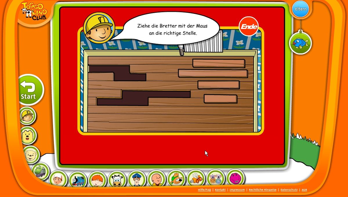 Toggolino Club (Browser) screenshot: Bob the Builder: help Bob build this wooden floor.
