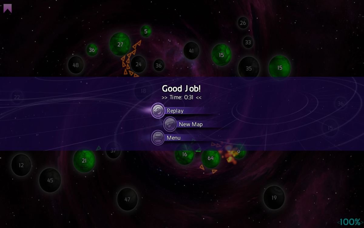 Galcon Fusion (Windows) screenshot: Level won