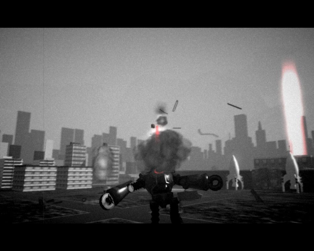 Attack of the 50ft Robot! (Windows) screenshot: Those helicopters were quite annoying.