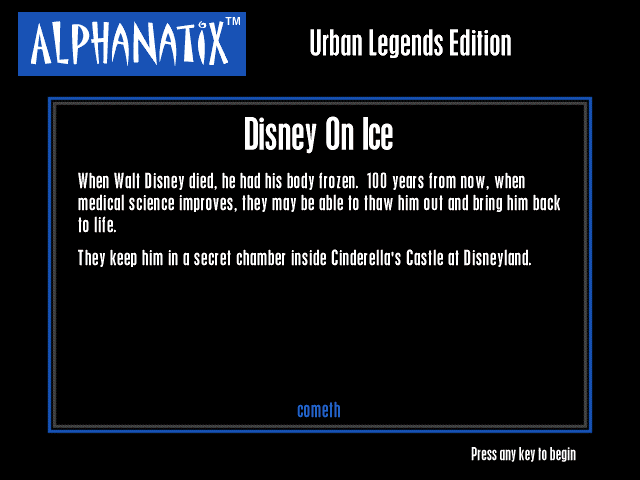 AlphaNatix: Urban Legends Edition (Windows) screenshot: Disney On Ice