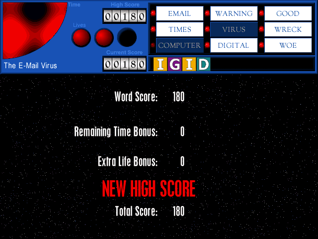 AlphaNatix: Urban Legends Edition (Windows) screenshot: Level score