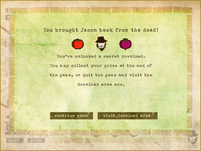Back to the Garden (Browser) screenshot: You win!