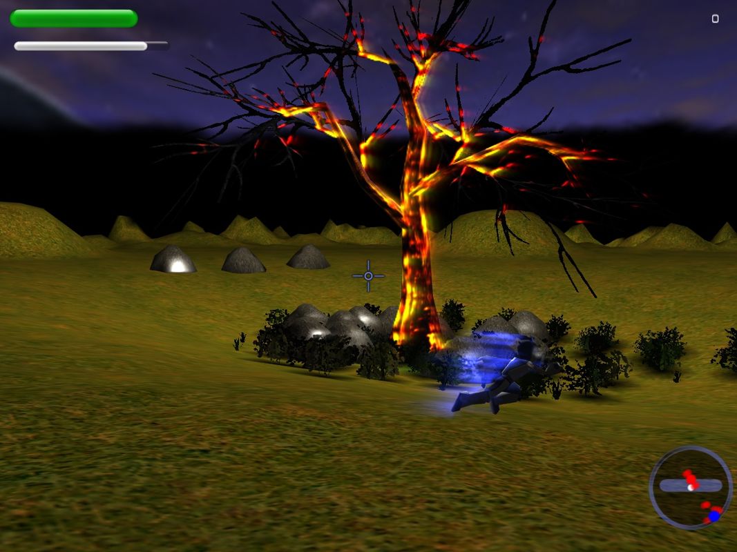 Caster (Windows) screenshot: An infected tree, surrounded by slimes