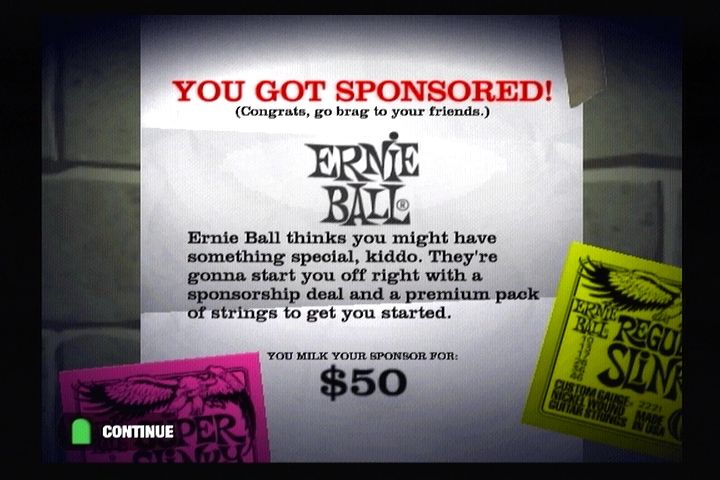 Guitar Hero II (PlayStation 2) screenshot: Musicians always get stuff for free, don't they?