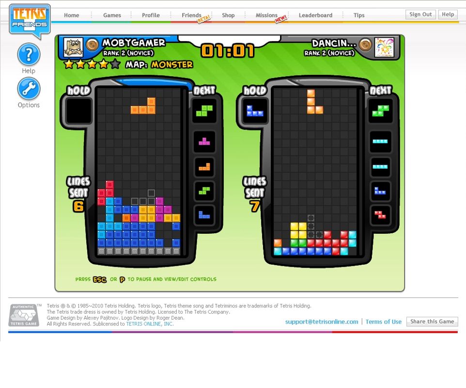 Screenshot of Tetris Friends (Browser, 2009) - MobyGames