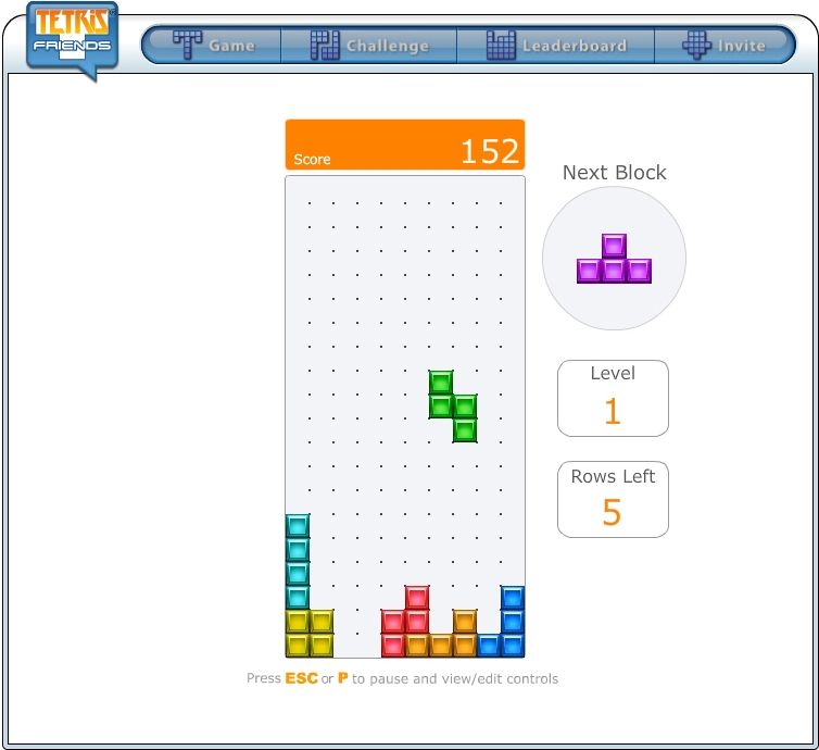 Tetris Friends (Browser) screenshot: Facebook release: a BlockStar game in progress.