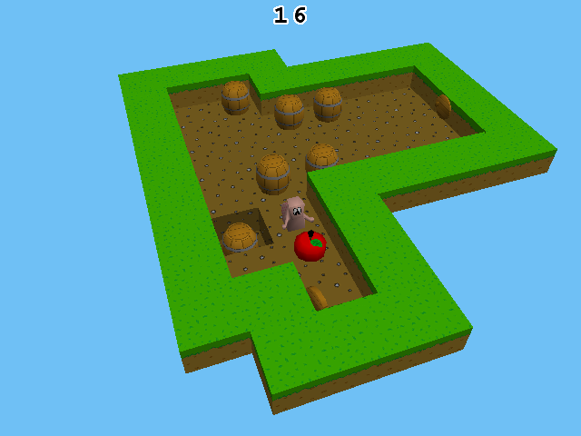 Bait (Windows) screenshot: Apples give you bonus points at the end of the level.
