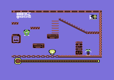 Thing on a Spring (Commodore 64) screenshot: This is a trap as well, as I didn't get there correctly