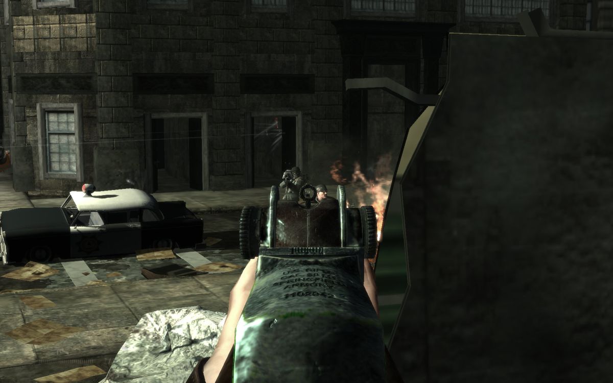 Turning Point: Fall of Liberty (Windows) screenshot: Using the M1 garand to stop the panzer soldats.