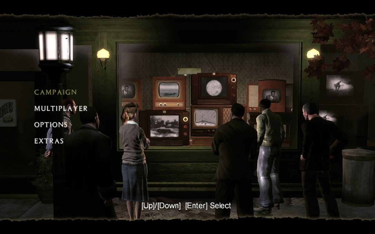 Turning Point: Fall of Liberty (Windows) screenshot: This is the main menu. When the player makes a choice...