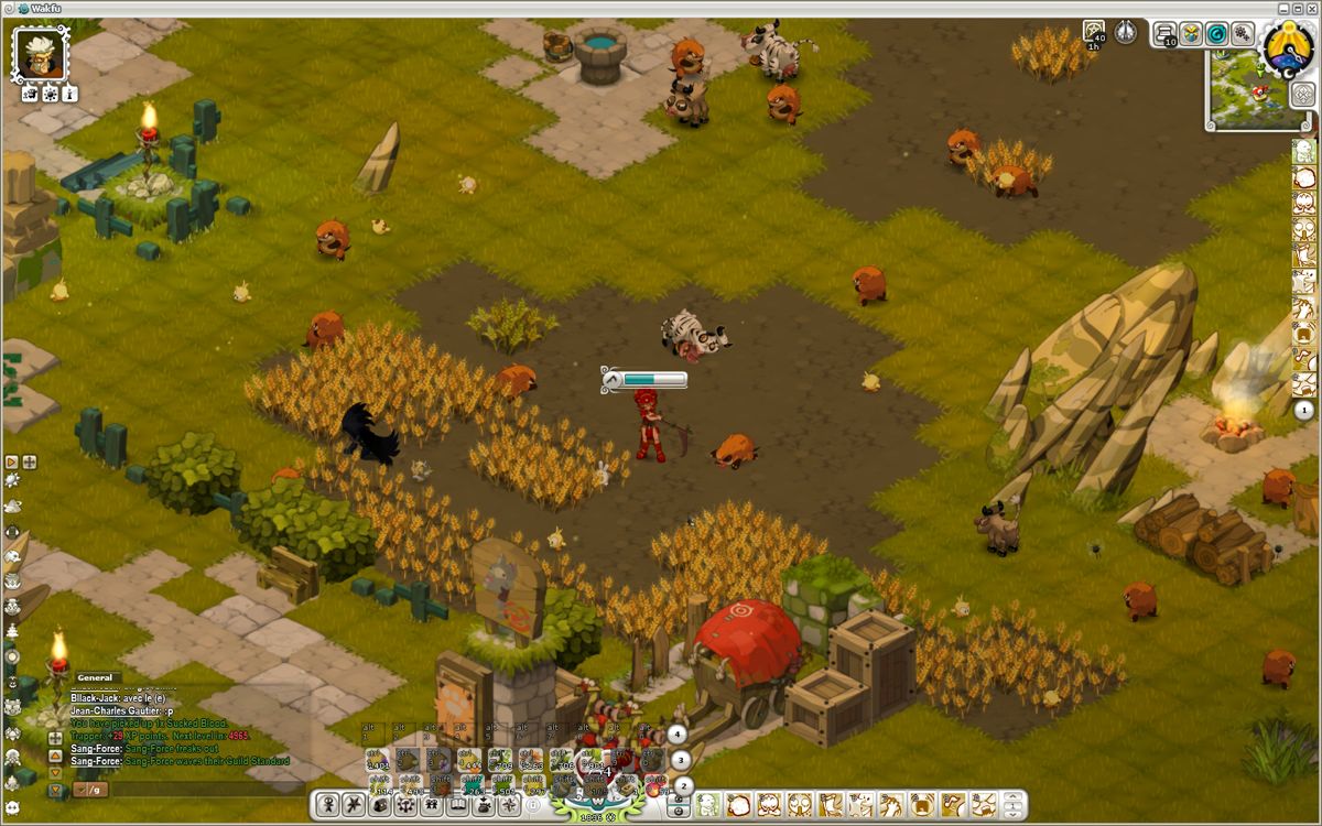 Wakfu (Windows) screenshot: Harvesting some straw