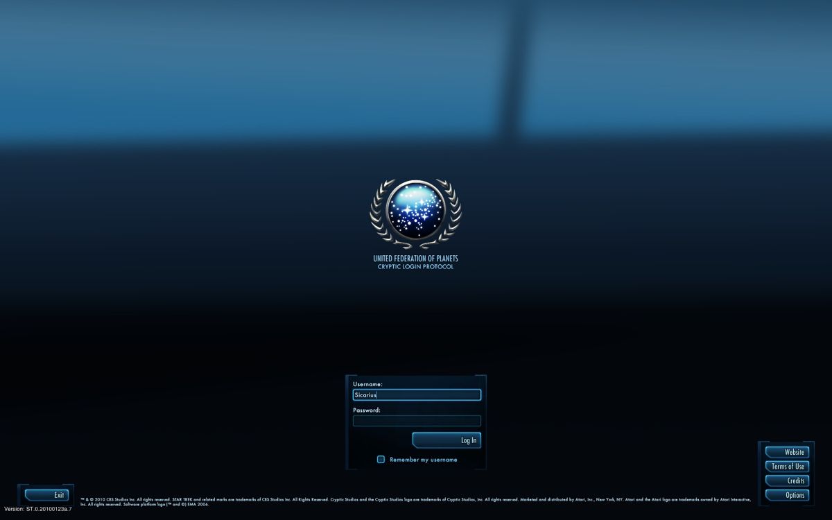 Star Trek Online (Windows) screenshot: Main Menu