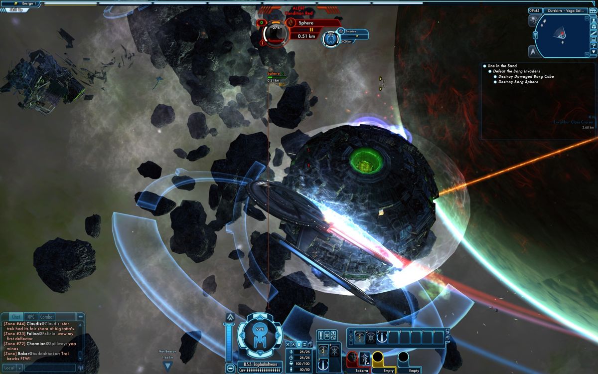 Star Trek Online (Windows) screenshot: The game begins with a fight against the Borg.