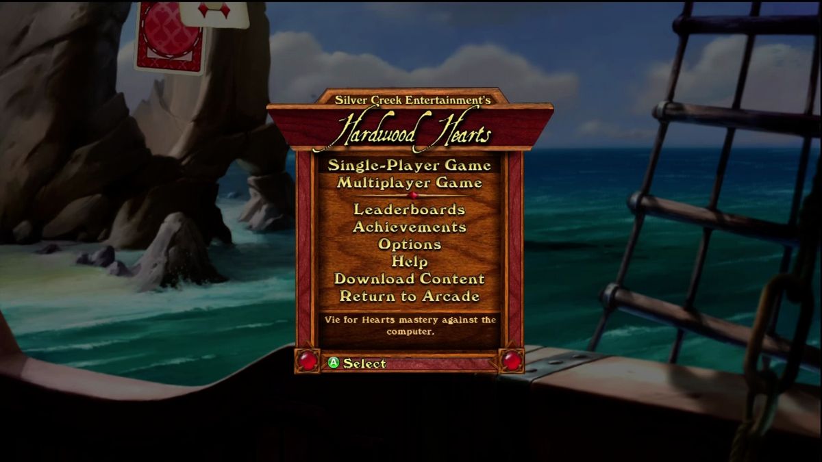 Hardwood Hearts (Xbox 360) screenshot: Main menu.