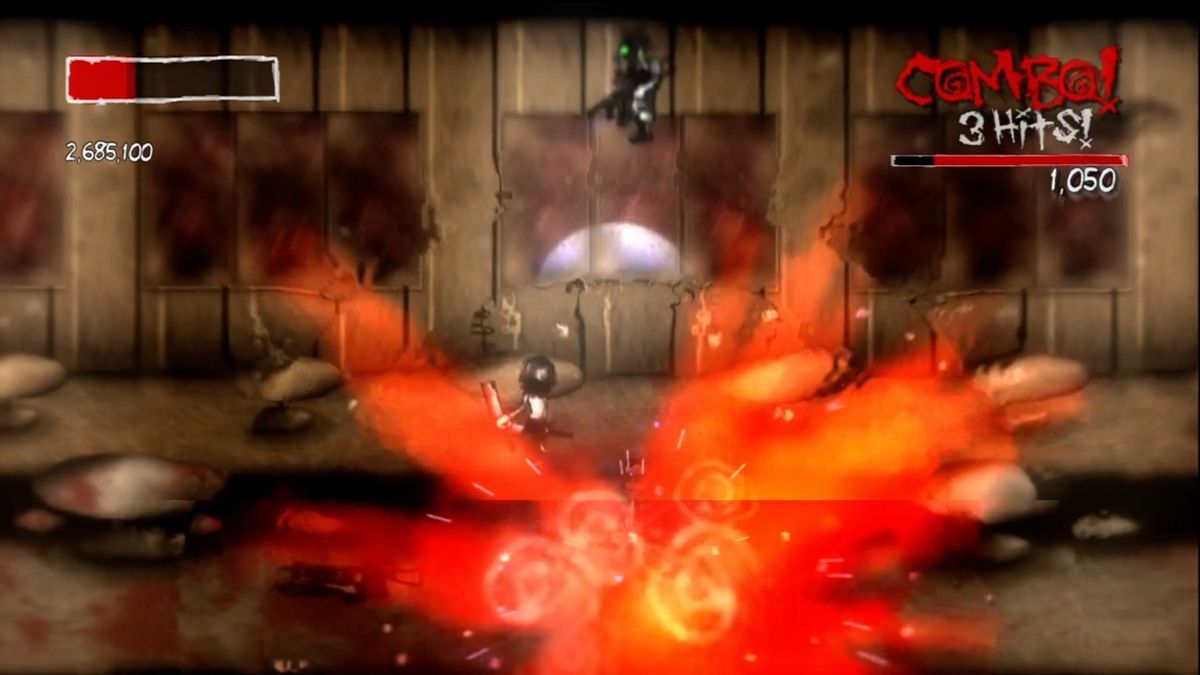 The Dishwasher: Dead Samurai (Xbox 360) screenshot: Soldiers, and their grenades, have arrived.