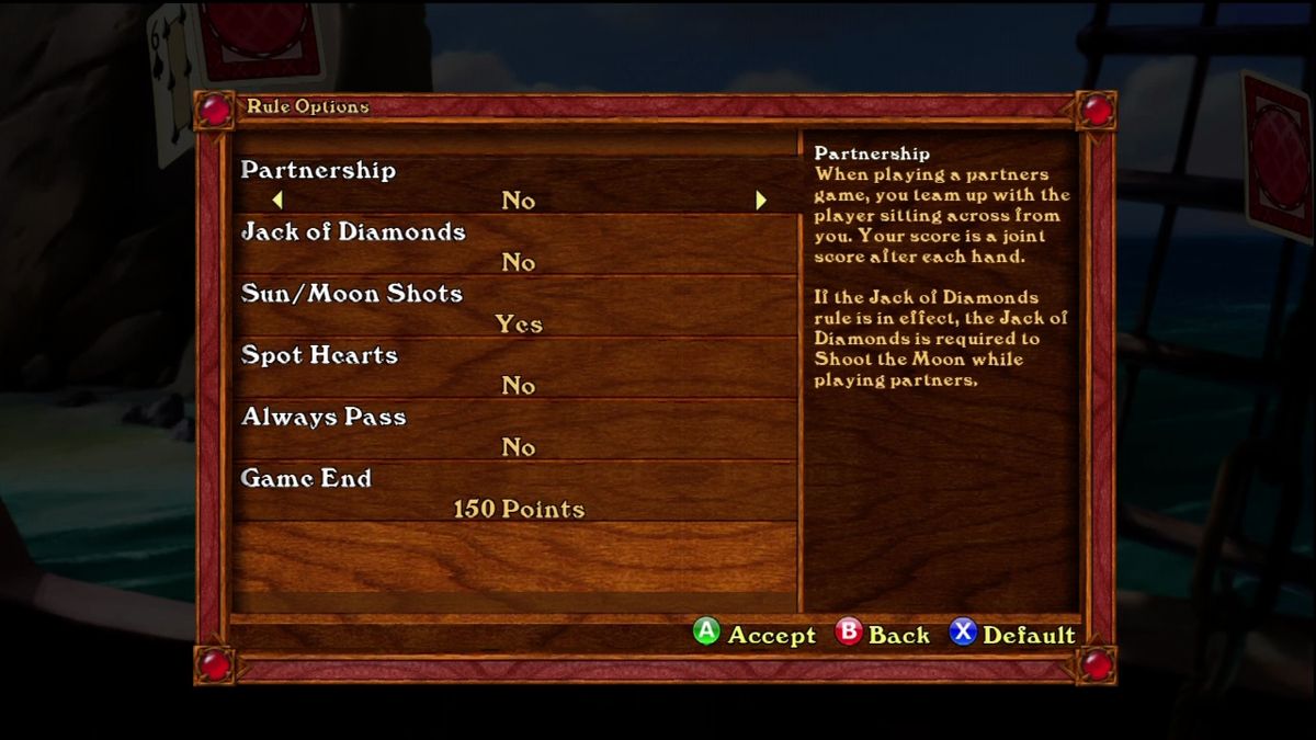 Hardwood Hearts (Xbox 360) screenshot: Setting options for a new game.