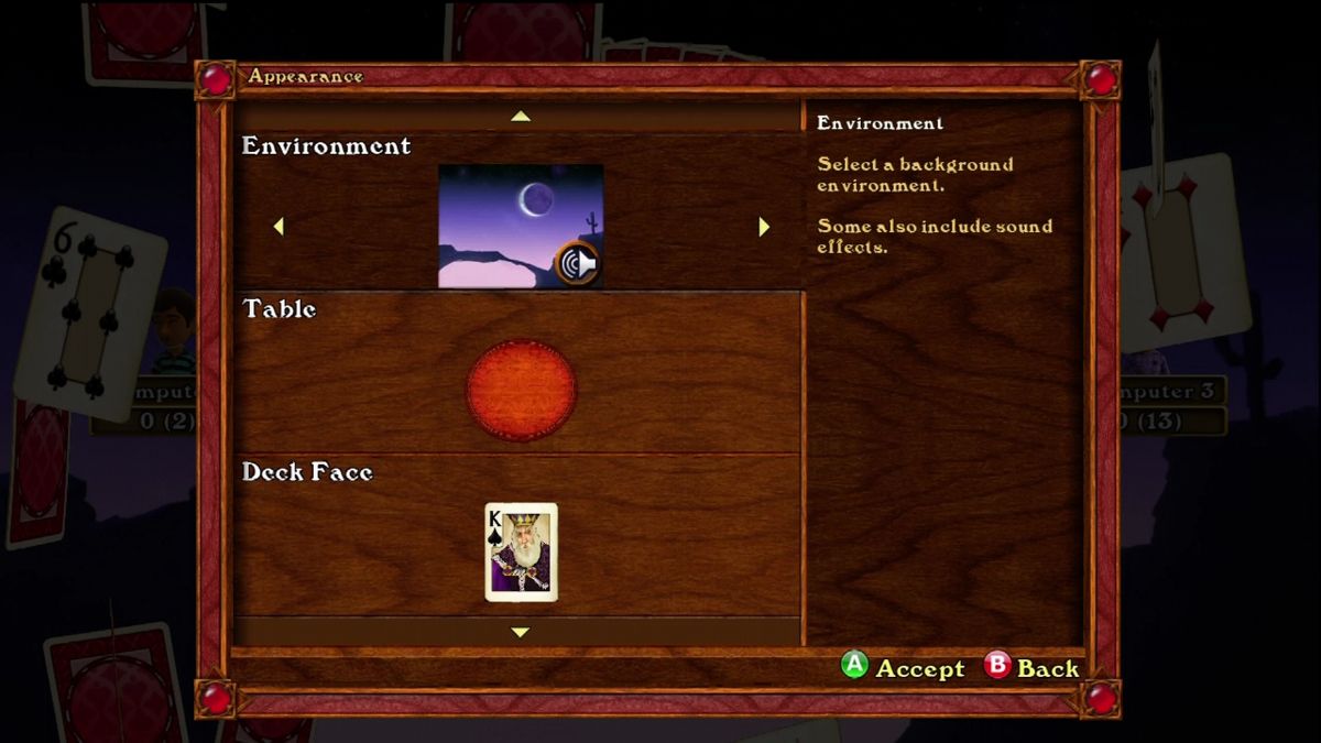 Hardwood Hearts (Xbox 360) screenshot: Appearance options.