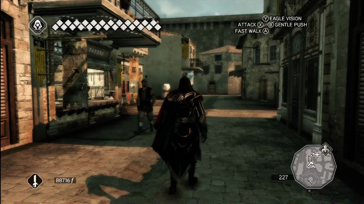 Assassin's Creed II (Xbox 360) screenshot: Streets of your village. Invest in shops, and they'll pay back income.