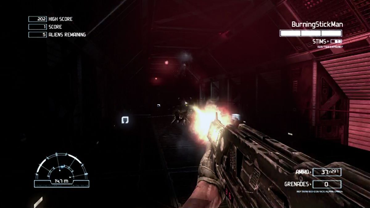 Aliens vs Predator (Xbox 360) screenshot: Hold out against increasingly tougher waves in Survivor mode