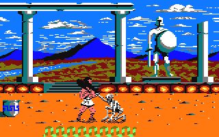Hercules: Slayer of the Damned! (Amstrad CPC) screenshot: Kill the skeleton.