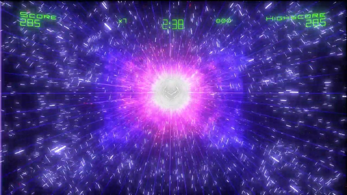 Geometry Wars: Retro Evolved 2 (Xbox 360) screenshot: Respawning spectacularly after getting hit.